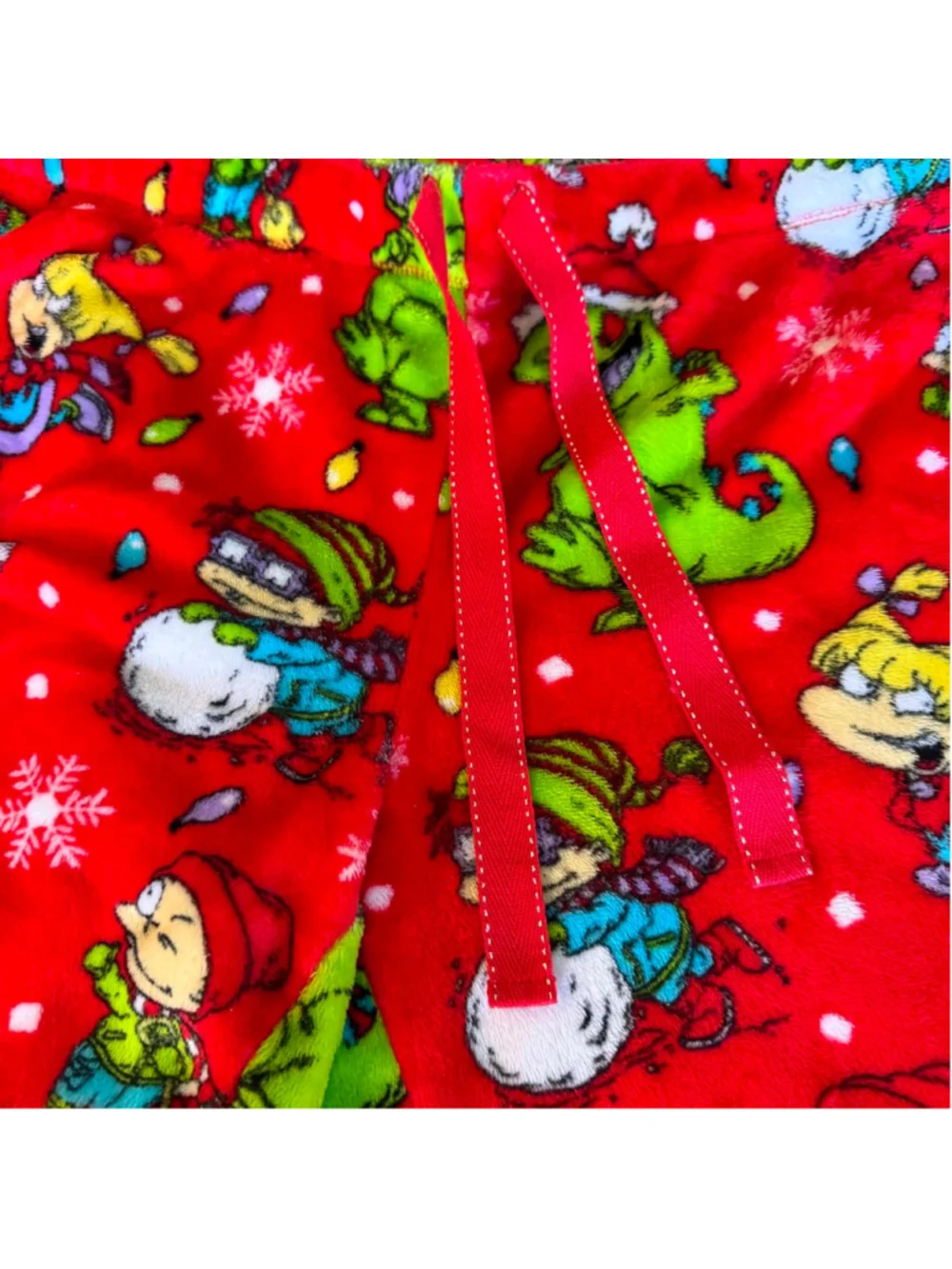 Boys Nickelodeon Red Green Rugrats Christmas Pajama Bottoms L